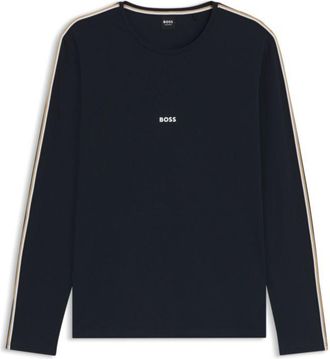 BOSS Stretch-cotton pajama top with tape trims