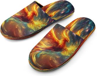 Generic Phoenixs-Flying Mens Cotton Slippers Memory Foam Comfort House Shoes Winter Indoor Slipper for Hotel Casa Spa