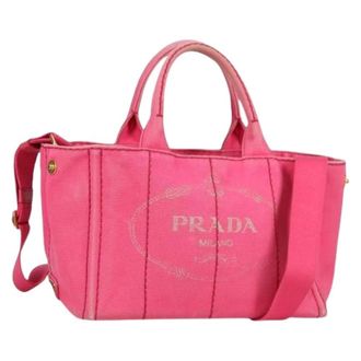 Prada Pre-owned Tote Bags, female, Pink, Size: ONE SIZE Pre-owned Canvas prada-bags