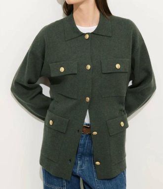 Alex Mill Virgina Sweater Jacket In Heather Forest