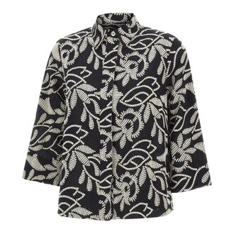 Elena Miro Shirts, female, Black, Size: 2XL Floral Embroidered Shirt