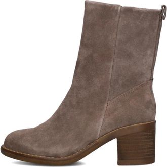 Omoda Elegante Taupe Su&egrave;de Enkellaarzen - Dames - Laarzen met Hak - Beige - 43 EU - Su&egrave;de - Schoenen