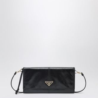 Prada Black leather wallet with shoulder strap