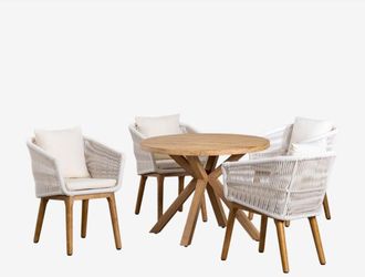 Sklum Sklum - Set composto da tavolo rotondo in legno (Ø100 cm) Naele e 4 sedie da giardino Barker