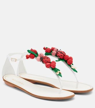 Aquazzura Botanica raffia-effect thong sandals