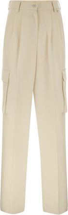 Herno Womens Cargo Trousers In Wool And Viscose Blend - Ivory - Size EU 36 (Womens)