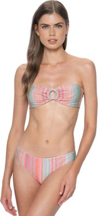 PQ Swim Newport Stripes Basic Ruched Bottoms In Pink