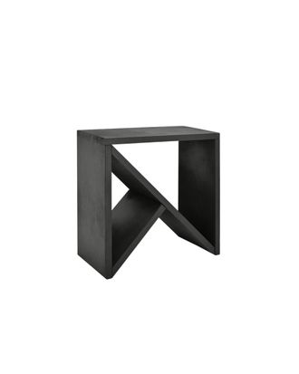 Deco Wood Mesita de noche o auxiliar de madera maciza en tono negro de 50x50cm