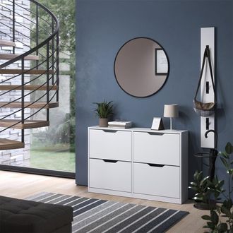 Vicco Zapatera Abatible Luca, Blanco, 116 X 77 Cm Con 2x2 Compartimentos Abatibles, Vicco