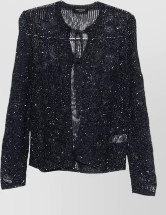 Fabiana Filippi round neck sequin sheer knit open cardigan