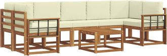vidaXL Conjunto De Sof&aacute;s De Exterior 8 Uds. Natural Y Crema Vidaxl