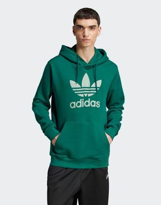 adidas Originals Adicolor Classics Trefoil - Felpa verde college con cappuccio e logo a trifoglio