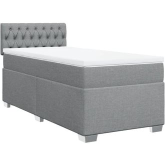 vidaXL Vidaxl - Cama Box Spring Con Colch&oacute;n Tela Gris Claro 90x190 Cm
