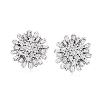 Ross-Simons Diamond Cluster Earrings in Sterling Silver
