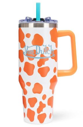 Von Dutch 40oz Double Walled Insulated Stainless Steel Tumbler in Orange Cow at Nordstrom