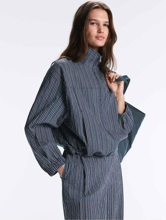 Oysho Giacca bomber blu navy con stampa a righe