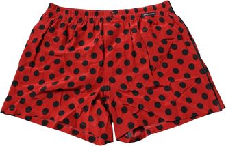 Dolce & Gabbana Mens Red Silk Polka Dot Boxer Shorts Underwear Black And