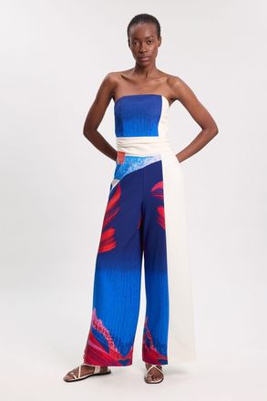 Karen Millen Womens Soft Tailored Colourblock Bandeau Jumpsuit - Multicolour - Size 14 UK