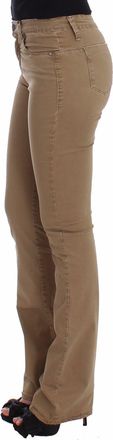 Costume National Womens Beige Straight Leg Denim Pants Stretch Jeans Cotton