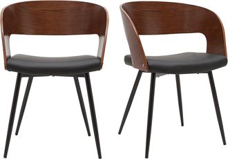 Miliboo Miliboo - Set De 2 Sillas De Dise&ntilde;o De Nogal Oscuro Con Asiento Y Metal Negro Riff