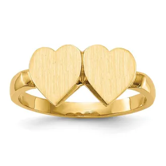 Diamond2Deal 14k Yellow Gold Open Back Heart Signet Ring