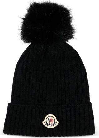 Moncler Wolmuts met Pompon - Heren - Hoeden - Zwart - S - Wol - Accessoires