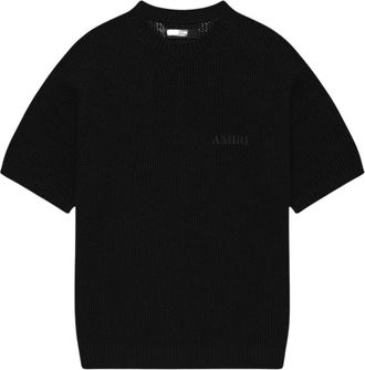 Amiri Crochet Mesh T-Shirt - Heren - Ronde hals truien - Zwart - M - Katoen - Truien & Vesten