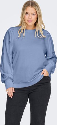 Only Carmakoma Sweatshirt ONLY CARMAKOMA CARFEMME L/S PUFF EMBROIDERY UB SWT NOOS, Damen, Gr. L, tempest, Sweatware, Obermaterial: 60% Baumwolle, 40% Polyester, unif