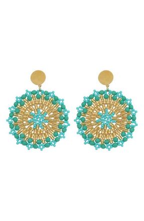 Panacea Beaded Circled Drop Earrings in Turquoise at Nordstrom