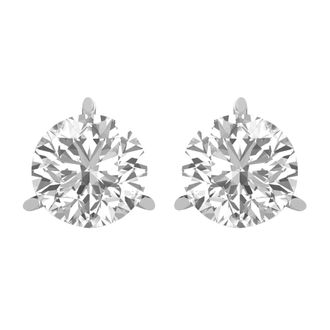 Diamond2Deal 14k Gold 4Ct Round Lab Grown Diamond Stud Earrings 3 Prong