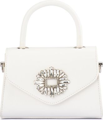 Olga Berg Alejandra Embellished Top Handle Bag in White at Nordstrom Rack