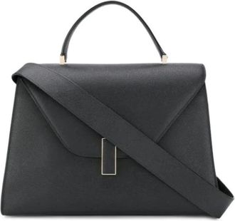 Valextra Maxi Iside Leren Tas met Retro Zak en Max Sluiting - Dames - Handtassen - Zwart - ONE Size - Leer - Tassen