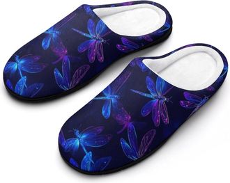 Generic Dragonfly Mens House Slippers Memory Foam Washable Cotton Slip on Home Shoes