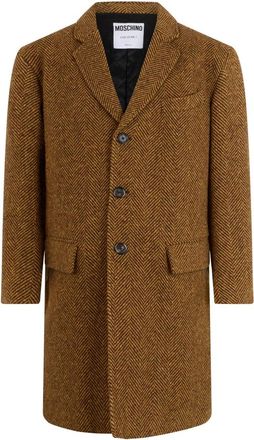 Moschino Enkelrij jas van wol - Heren - Mantel - Bruin - L - Wol - Jassen