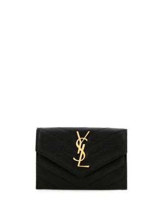 Saint Laurent zwarte gevoerde portemonnee van leer