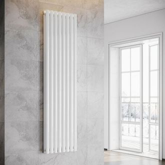 Sonni Sonni - Radiador De Vertical Blanco Ovalado Radiador Centro Conexi&oacute;n Doble Capa 1800x475mm