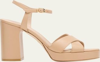 Stuart Weitzman Dayna Leather Crisscross Platform Sandals