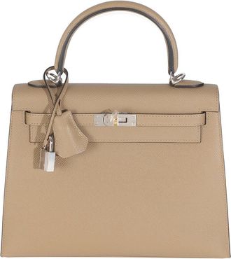 Hermès Beige/Brown Poussiere Epsom Sellier Kelly 25 EHW (Authentic Pre-Loved)