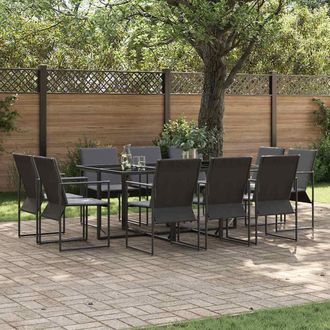 vidaXL Set Da Pranzo Per Giardino 11 Pcs Nero Acciaio - Vidaxl