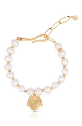 Ettika Eternal Gleam Freshwater Pearl Bracelet in Peridot at Nordstrom
