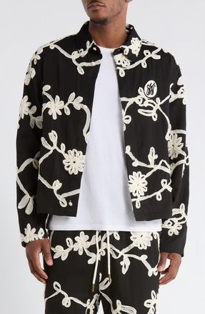 Honor The Gift Floral Ribbon Cotton Blend Jacket in Black at Nordstrom, Size Xx-Large