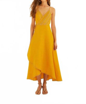 Farm Rio Maxi Wrap Dress In Yellow Banana