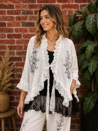 Paperlace London Vintage Romance Cardigan In White