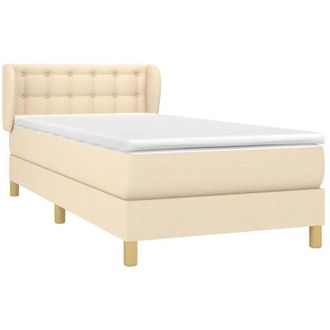 vidaXL Cama Box Spring Con Colch&oacute;n Tela Color Crema 90x200 Cm Vidaxl