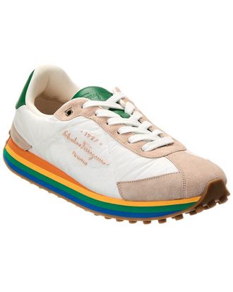 Ferragamo Ferragamo Iggy Dolmias Saddle B Suede & Leather-Trim Sneaker