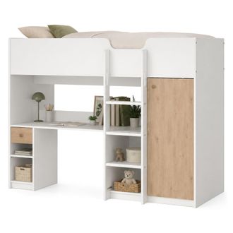 Dmora Conjunto De Dormitorio Laliso, Un Caj&oacute;n, Tama&ntilde;o De Colch&oacute;n 90x200 Cm, Compacto Multiuso, 203x104x150h Cm Blanco