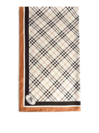 Burberry Check Silk Scarf With White Pebble