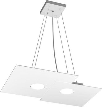 Top-Light Top-light - Sospensione Moderna Rettangolare Plate Metallo Bianco 2 Luci Gx53