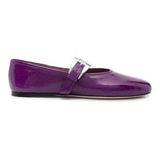 PARIS TEXAS Purple Leather Flat Shoes with Buckle