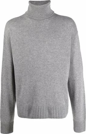 Off-white Basic Gebreide Coltrui - Heren - Coltruien - Grijs - S - Wol - Truien & Vesten